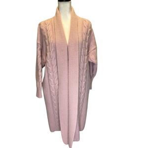 I.B. Diffusion Vintage Pink Wool Mohair Cable Knit Heavy Duster Long Cardigan 2X